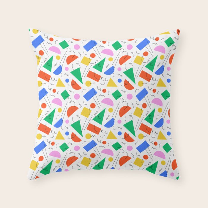 Colorful abstract geometric shape art pattern Throw Pillow Gallery Image 6