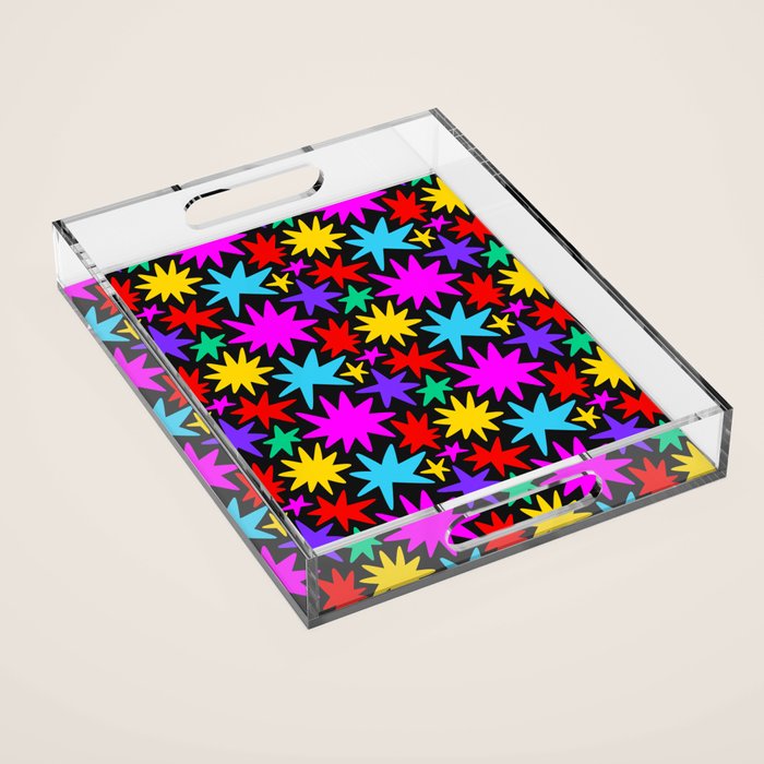 Fun colorful abstract star shape pattern Acrylic Tray Gallery Image 1