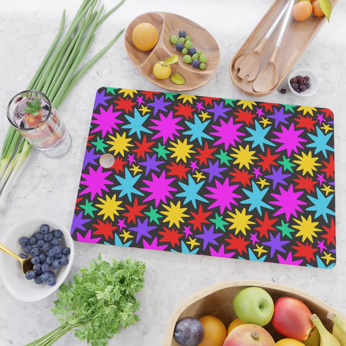 Fun colorful abstract star shape pattern Cutting Board Gallery Image 2