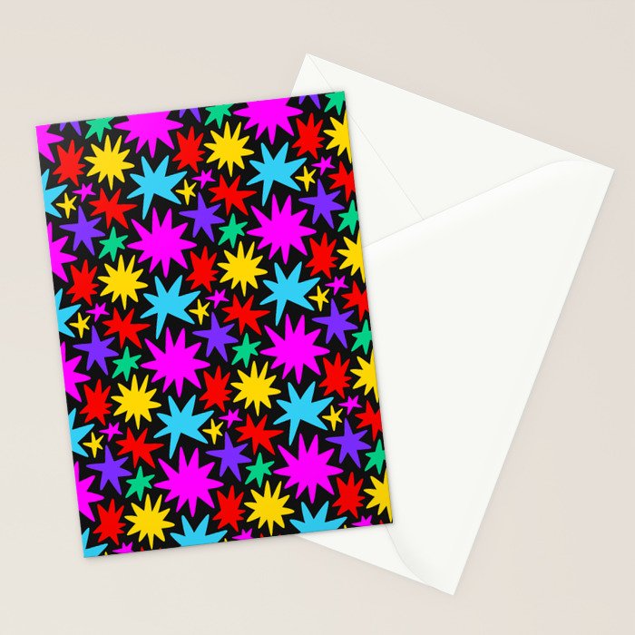 Fun colorful abstract star shape pattern Stationery Card Gallery Image 2