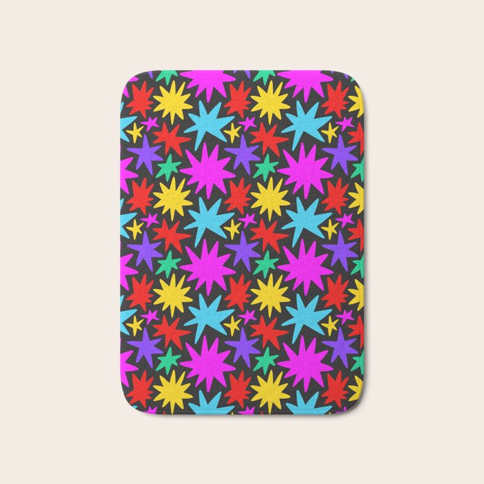 Fun colorful abstract star shape pattern Bath Mat Gallery Image 1