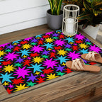 Fun colorful abstract star shape pattern Outdoor Rug Gallery Image 2