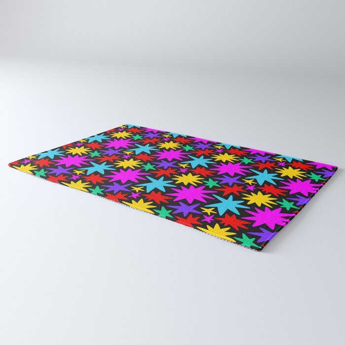 Fun colorful abstract star shape pattern Rug Gallery Image 3