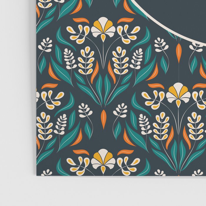 Grow with The Flow - Vibrant Floral Damask Pattern Poster Gallery Image 3
