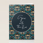 Grow with The Flow - Vibrant Floral Damask Pattern Stationery Card Gallery Image 2
