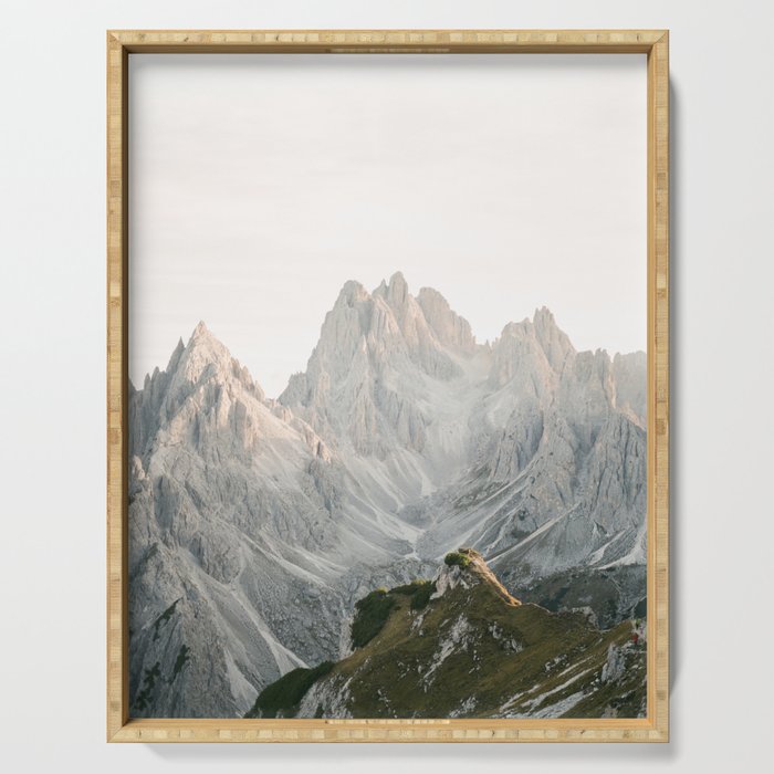 Tre cime peaks | Travel fine art photography print Italy | Pastel adventure vibes Serving Tray Gallery Image 1