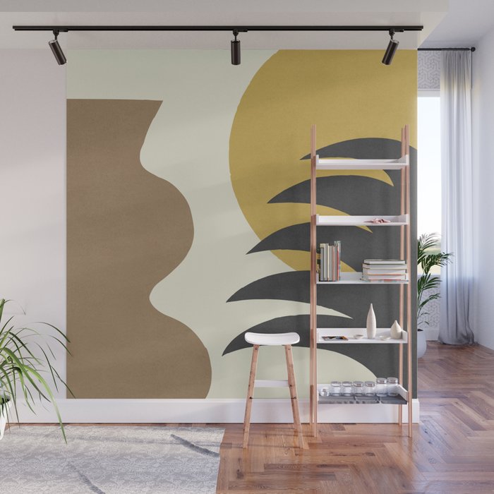 Mediterranean Abstract - Gold Brown Wall Mural Gallery Image 1