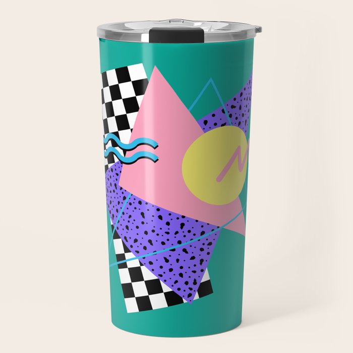 Memphis pattern 120 - 80s / 90s Retro Travel Mug Gallery Image 1