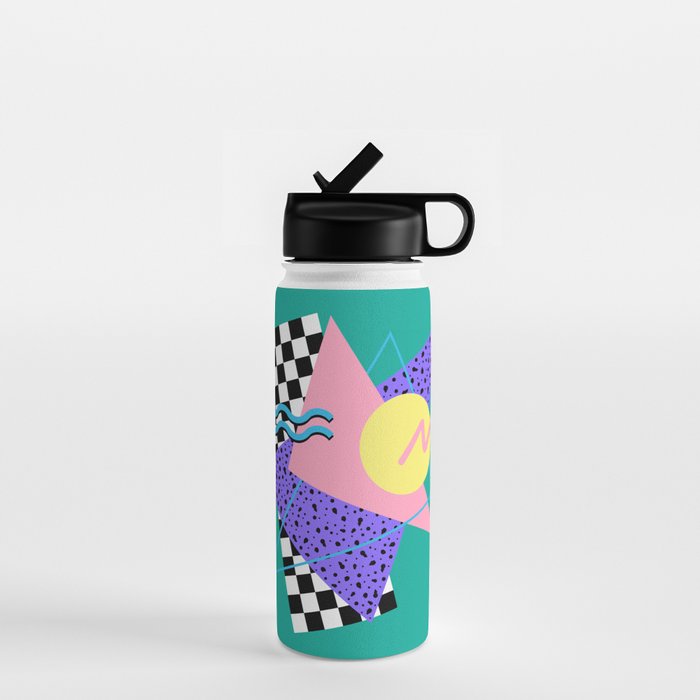 Memphis pattern 120 - 80s / 90s Retro Water Bottle Gallery Image 1