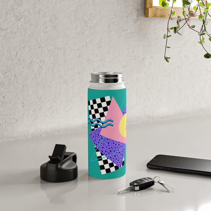 Memphis pattern 120 - 80s / 90s Retro Water Bottle Gallery Image 4