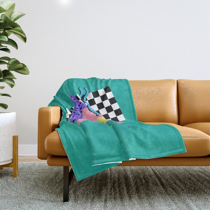 Memphis pattern 120 - 80s / 90s Retro Throw Blanket Gallery Image 1