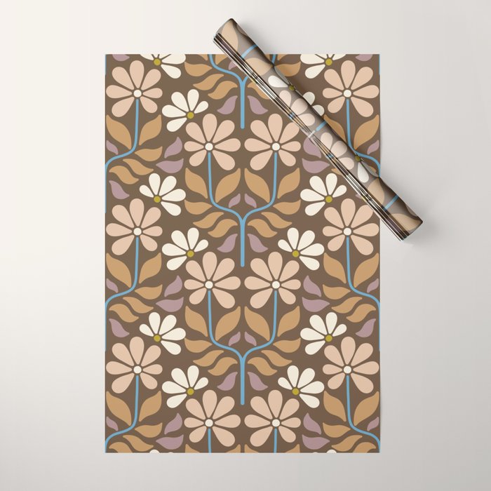 Retro Floral Pattern Bloom Wrapping Paper Gallery Image 1