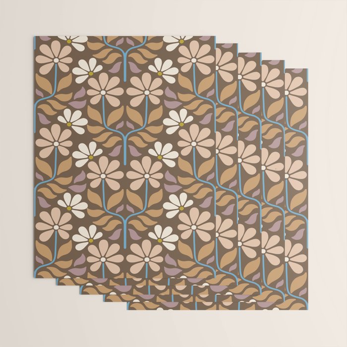 Retro Floral Pattern Bloom Wrapping Paper Gallery Image 3