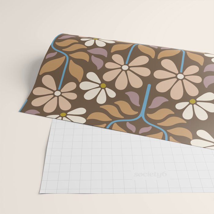 Retro Floral Pattern Bloom Wrapping Paper Gallery Image 2