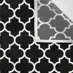White Moroccan Quatrefoil On Darkest Black Wall Tapestry Gallery Image 3