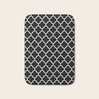 White Moroccan Quatrefoil On Darkest Black Bath Mat Gallery Image 1