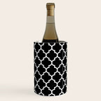 White Moroccan Quatrefoil On Darkest Black Wine Chiller Gallery Image 3