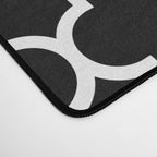 White Moroccan Quatrefoil On Darkest Black Desk Mat Gallery Image 4