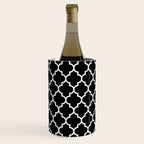 White Moroccan Quatrefoil On Darkest Black Wine Chiller Gallery Image 2