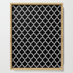 White Moroccan Quatrefoil On Darkest Black Serving Tray Gallery Image 1