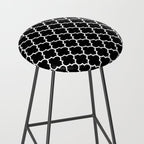 White Moroccan Quatrefoil On Darkest Black Stool Gallery Image 2