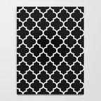 White Moroccan Quatrefoil On Darkest Black Notebook Gallery Image 4
