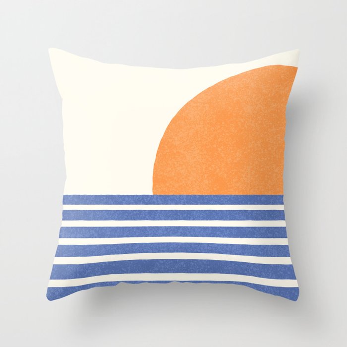 Beach Horizon Lines orange blue Throw Pillow Gallery Image 6