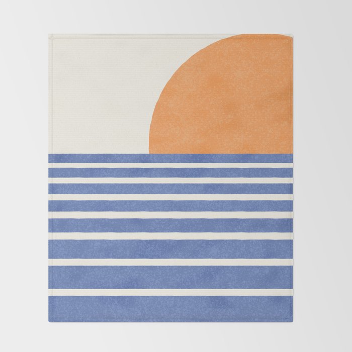 Beach Horizon Lines orange blue Throw Blanket Gallery Image 2