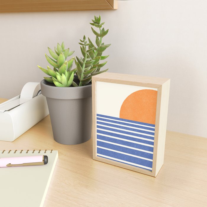 Beach Horizon Lines orange blue Mini Art Print Gallery Image 2