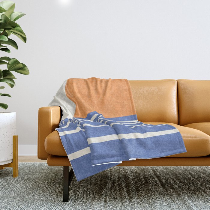 Beach Horizon Lines orange blue Throw Blanket Gallery Image 1