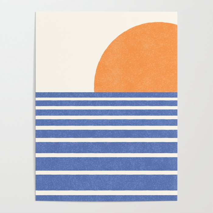 Beach Horizon Lines orange blue Poster Gallery Image 4