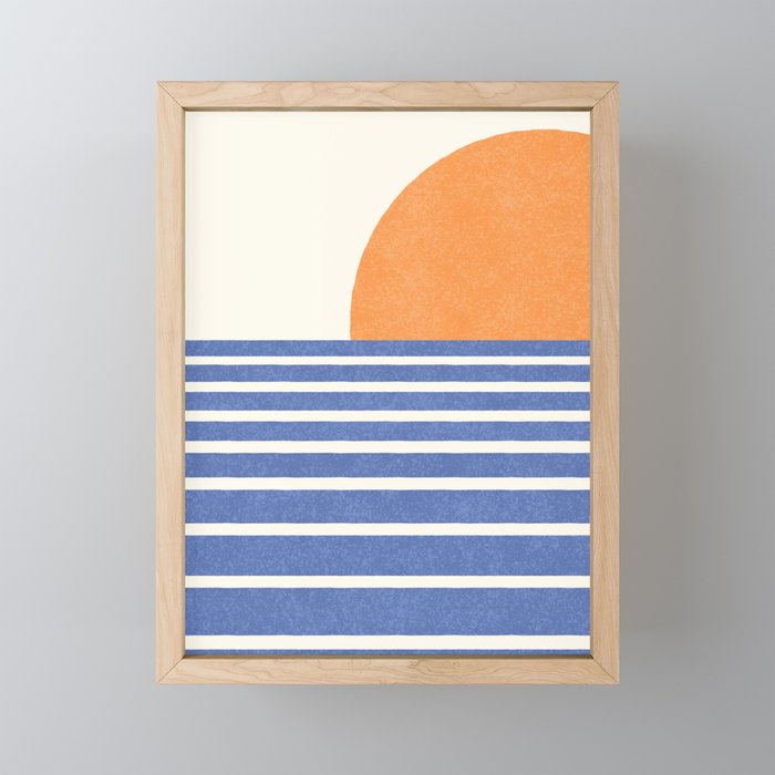Beach Horizon Lines orange blue Mini Art Print Gallery Image 1