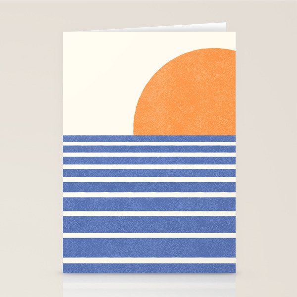Beach Horizon Lines orange blue Stationery Card Gallery Image 2