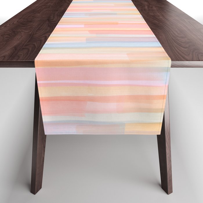 Abstract Watercolor Waves in Peach Sunrise Table Runner Gallery Image 1