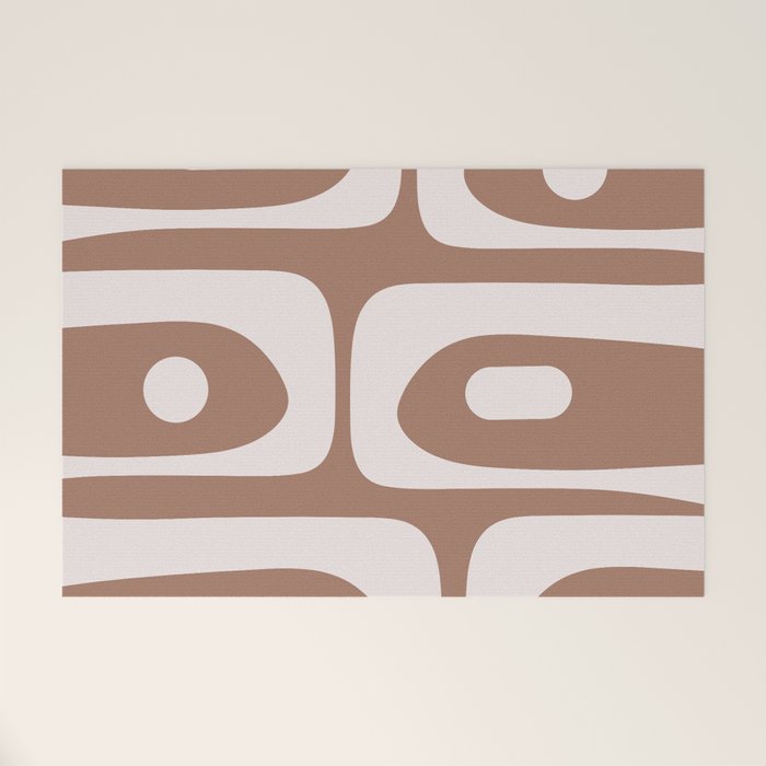 Mid Century Modern Abstract Piquet Retro Pattern in Mocha Brown Latte Welcome Mat Gallery Image 1