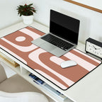 Mid Century Modern Abstract Piquet Retro Pattern in Mocha Brown Latte Desk Mat Gallery Image 2