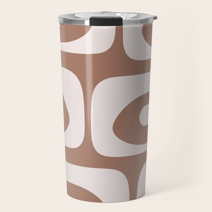 Mid Century Modern Abstract Piquet Retro Pattern in Mocha Brown Latte Travel Mug Gallery Image 1