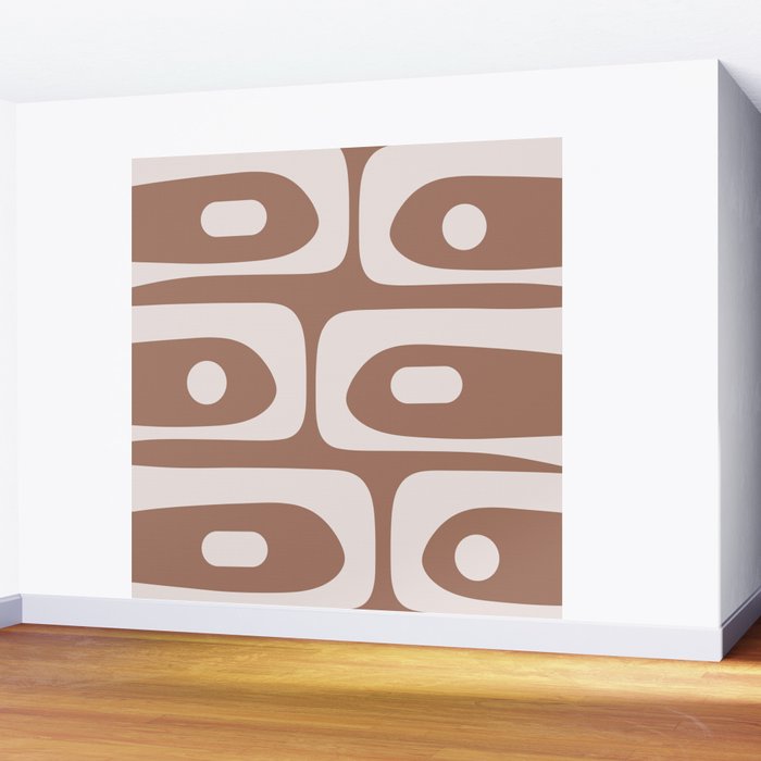 Mid Century Modern Abstract Piquet Retro Pattern in Mocha Brown Latte Wall Mural Gallery Image 2
