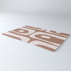 Mid Century Modern Abstract Piquet Retro Pattern in Mocha Brown Latte Rug Gallery Image 3