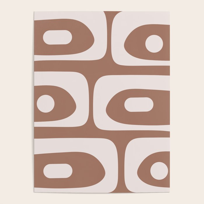 Mid Century Modern Abstract Piquet Retro Pattern in Mocha Brown Latte Poster Gallery Image 4