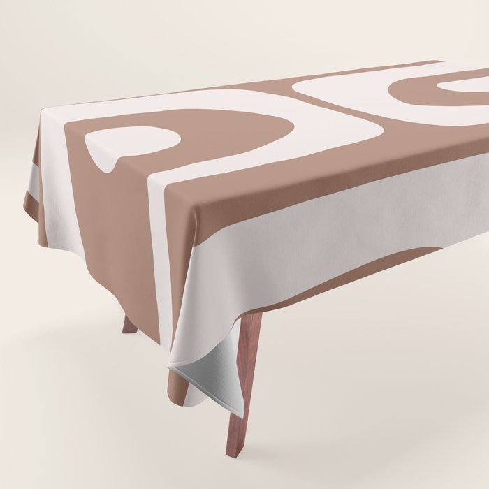 Mid Century Modern Abstract Piquet Retro Pattern in Mocha Brown Latte Tablecloth Gallery Image 1