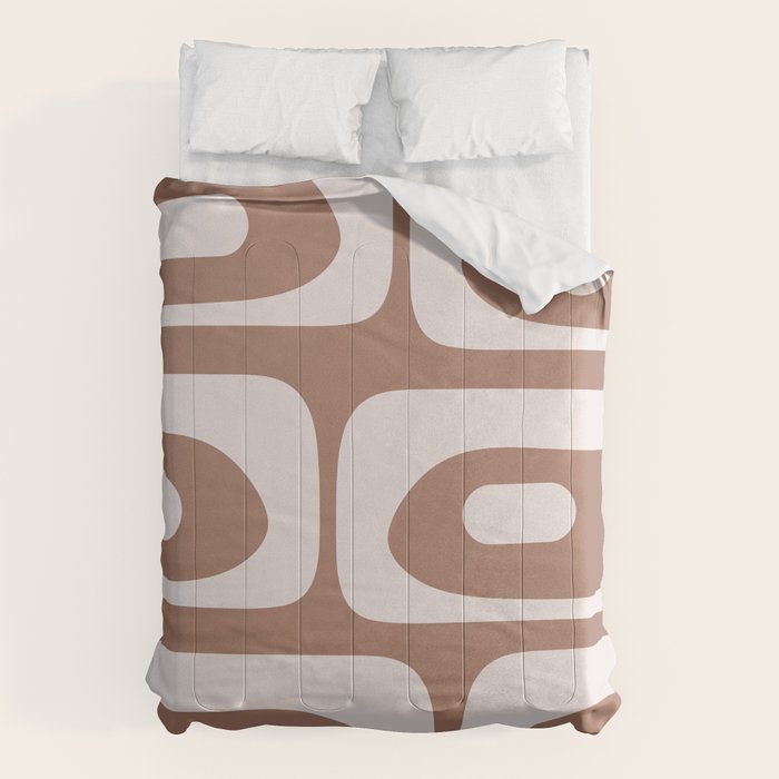 Mid Century Modern Abstract Piquet Retro Pattern in Mocha Brown Latte Comforter Gallery Image 1