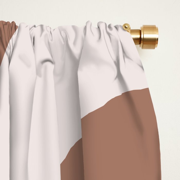 Mid Century Modern Abstract Piquet Retro Pattern in Mocha Brown Latte Window Curtain Gallery Image 2
