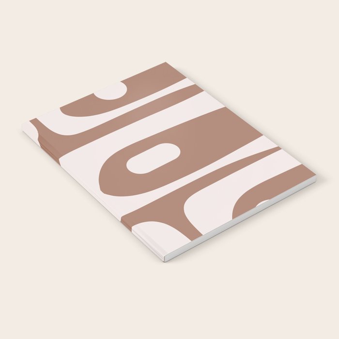Mid Century Modern Abstract Piquet Retro Pattern in Mocha Brown Latte Notebook Gallery Image 1