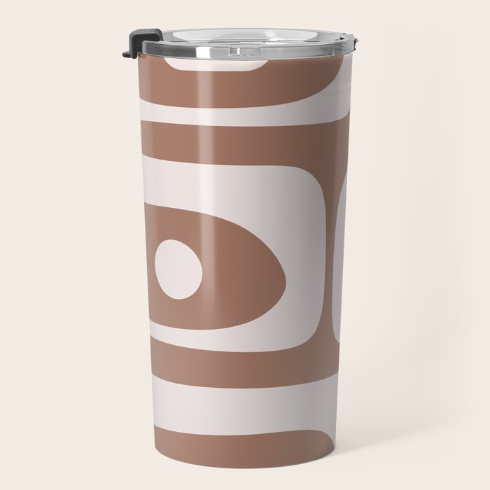 Mid Century Modern Abstract Piquet Retro Pattern in Mocha Brown Latte Travel Mug Gallery Image 3