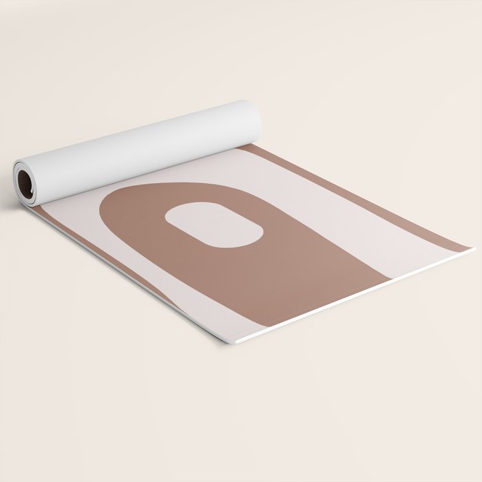Mid Century Modern Abstract Piquet Retro Pattern in Mocha Brown Latte Yoga Mat Gallery Image 2