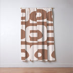 Mid Century Modern Abstract Piquet Retro Pattern in Mocha Brown Latte Window Curtain Gallery Image 3