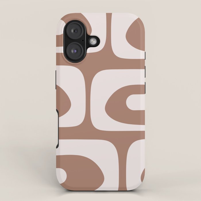 Mid Century Modern Abstract Piquet Retro Pattern in Mocha Brown Latte iPhone Case Gallery Image 1