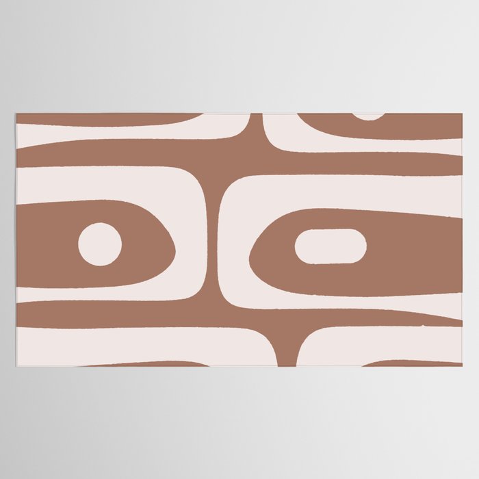 Mid Century Modern Abstract Piquet Retro Pattern in Mocha Brown Latte Tablecloth Gallery Image 2