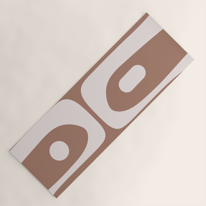Mid Century Modern Abstract Piquet Retro Pattern in Mocha Brown Latte Yoga Mat Gallery Image 1